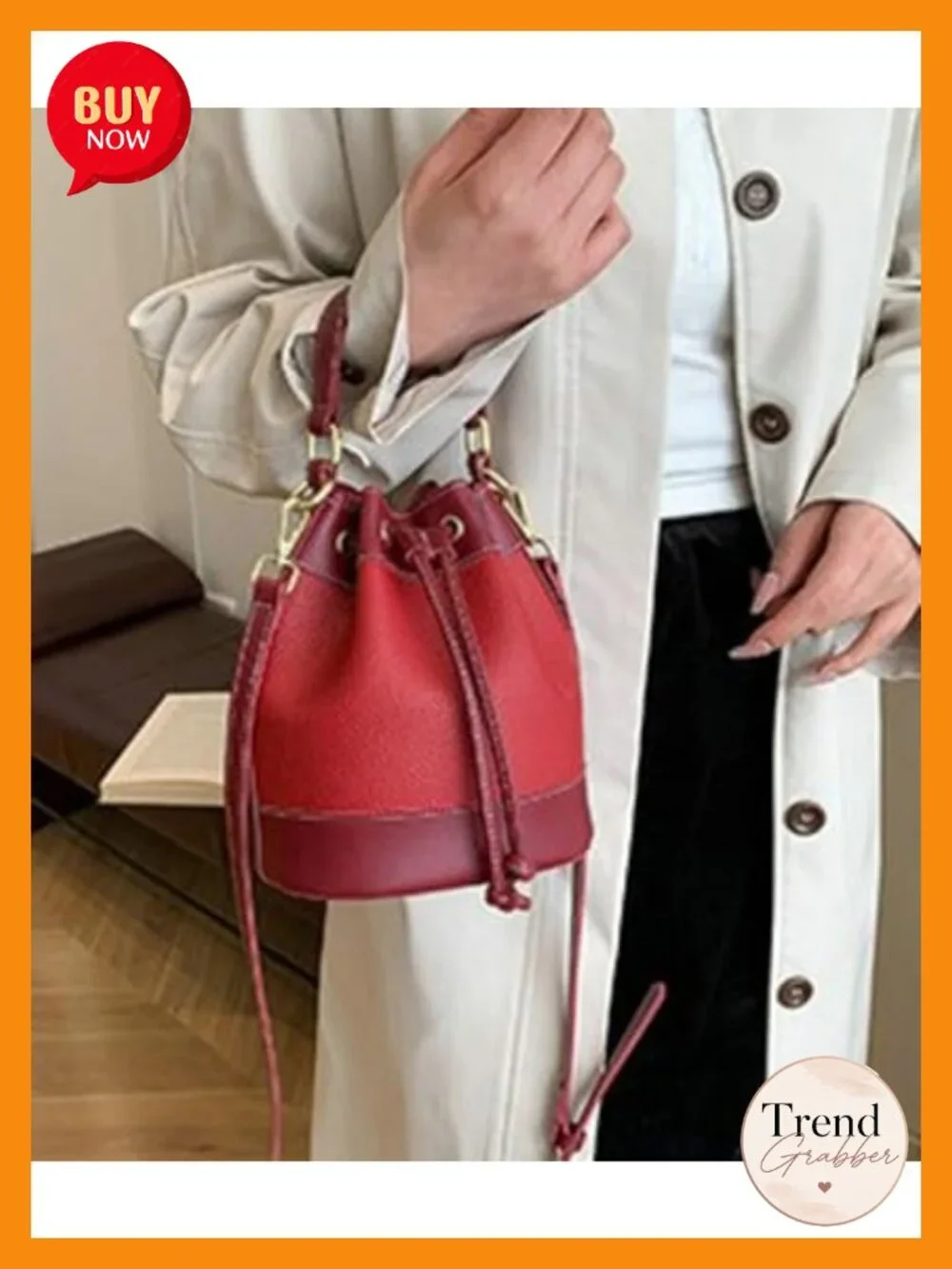Retro Bucket Bag Drawstring Hobo Purse Adjustable Strap Lightweight Shoulder